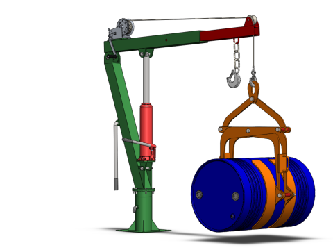 HAND WINCH CRANE HOIST DRUM BARREL LIFTER LIFTING CLAMP GRAB JIB 3D Модель