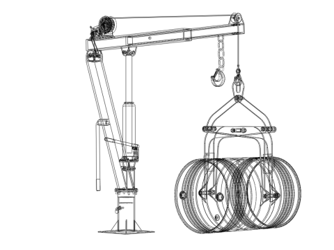 HAND WINCH CRANE HOIST DRUM BARREL LIFTER LIFTING CLAMP GRAB JIB 3D Модель