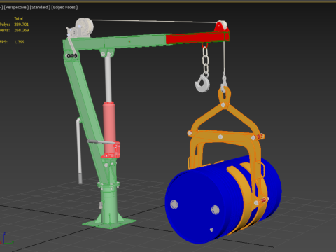 HAND WINCH CRANE HOIST DRUM BARREL LIFTER LIFTING CLAMP GRAB JIB 3D Модель