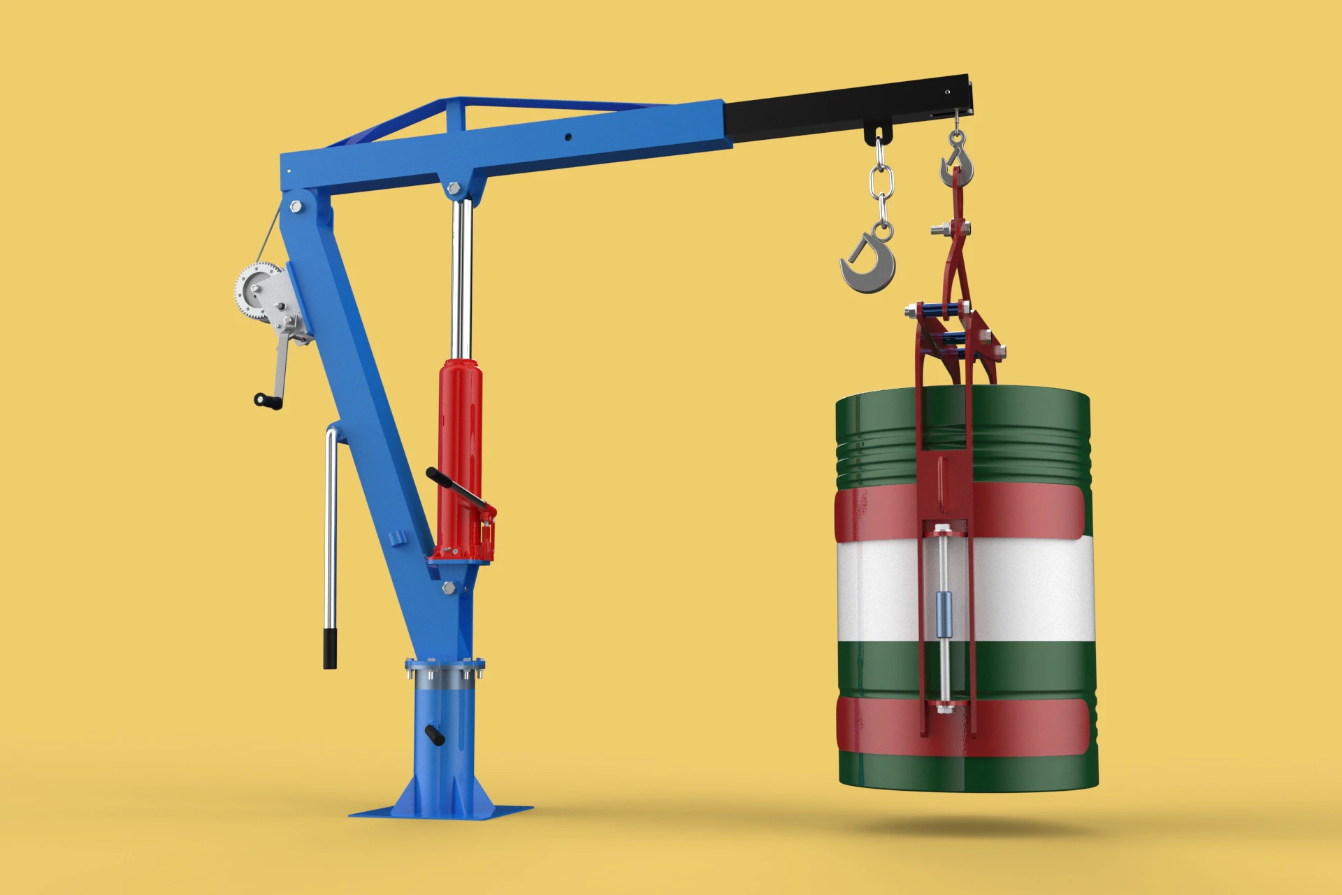 WINCH CRANE HOIST DRUM BARREL VERTICAL LIFTING CLAMP GRAB JIB 3D Model .c4d .max .obj .3ds .fbx .stl .blend 