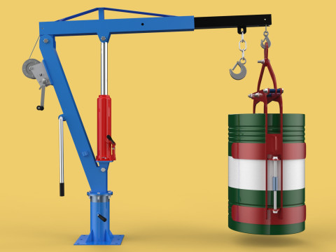WINCH CRANE HOIST DRUM BARREL VERTICAL LIFTING CLAMP GRAB JIB Modelo 3D