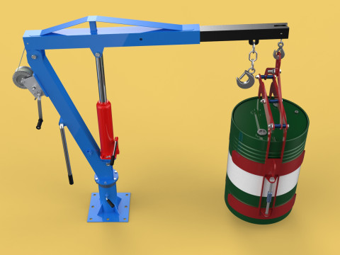 WINCH CRANE HOIST DRUM BARREL VERTICAL LIFTING CLAMP GRAB JIB Modelo 3D