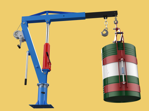 WINCH CRANE HOIST DRUM BARREL VERTICAL LIFTING CLAMP GRAB JIB Modelo 3D