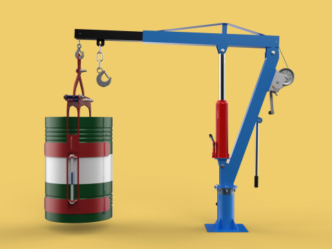 WINCH CRANE HOIST DRUM BARREL VERTICAL LIFTING CLAMP GRAB JIB Modelo 3D