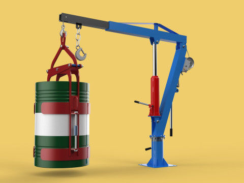 WINCH CRANE HOIST DRUM BARREL VERTICAL LIFTING CLAMP GRAB JIB Modelo 3D