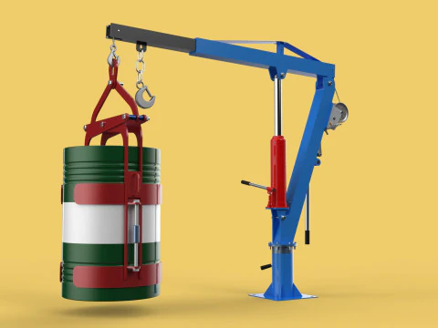 WINCH CRANE HOIST DRUM BARREL VERTICAL LIFTING CLAMP GRAB JIB 3D Model
