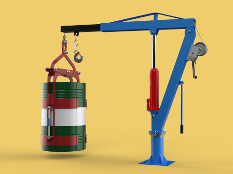 WINCH CRANE HOIST DRUM BARREL VERTICAL LIFTING CLAMP GRAB JIB Modelo 3D