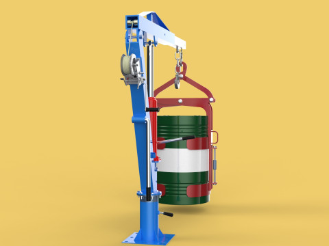 WINCH CRANE HOIST DRUM BARREL VERTICAL LIFTING CLAMP GRAB JIB Modelo 3D