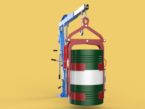 WINCH CRANE HOIST DRUM BARREL VERTICAL LIFTING CLAMP GRAB JIB Modelo 3D
