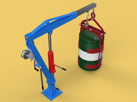 WINCH CRANE HOIST DRUM BARREL VERTICAL LIFTING CLAMP GRAB JIB Modelo 3D