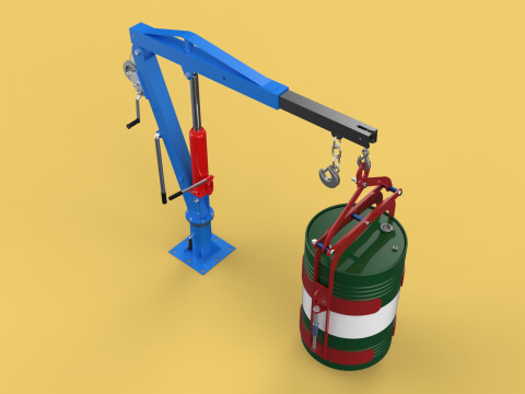 WINCH CRANE HOIST DRUM BARREL VERTICAL LIFTING CLAMP GRAB JIB Modelo 3D