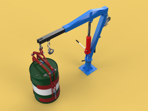 WINCH CRANE HOIST DRUM BARREL VERTICAL LIFTING CLAMP GRAB JIB Modelo 3D