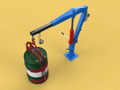 WINCH CRANE HOIST DRUM BARREL VERTICAL LIFTING CLAMP GRAB JIB 3D Model