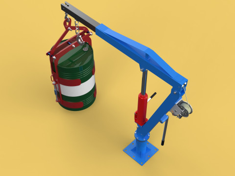 WINCH CRANE HOIST DRUM BARREL VERTICAL LIFTING CLAMP GRAB JIB Modelo 3D