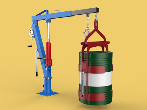 WINCH CRANE HOIST DRUM BARREL VERTICAL LIFTING CLAMP GRAB JIB Modelo 3D