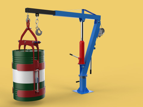 WINCH CRANE HOIST DRUM BARREL VERTICAL LIFTING CLAMP GRAB JIB Modelo 3D