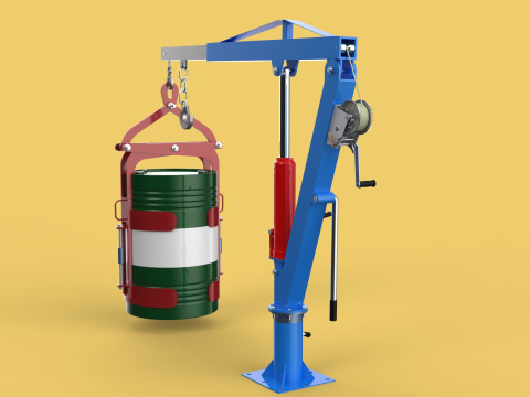 WINCH CRANE HOIST DRUM BARREL VERTICAL LIFTING CLAMP GRAB JIB Modelo 3D