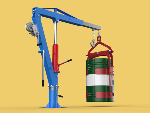WINCH CRANE HOIST DRUM BARREL VERTICAL LIFTING CLAMP GRAB JIB Modelo 3D