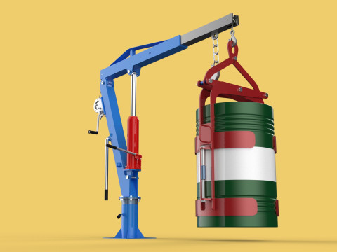 WINCH CRANE HOIST DRUM BARREL VERTICAL LIFTING CLAMP GRAB JIB Modelo 3D