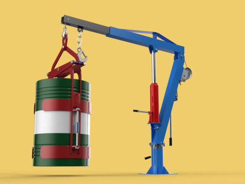 WINCH CRANE HOIST DRUM BARREL VERTICAL LIFTING CLAMP GRAB JIB Modelo 3D