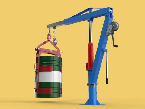 WINCH CRANE HOIST DRUM BARREL VERTICAL LIFTING CLAMP GRAB JIB Modelo 3D