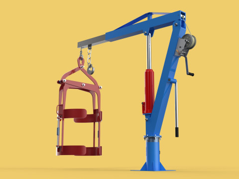 WINCH CRANE HOIST DRUM BARREL VERTICAL LIFTING CLAMP GRAB JIB Modelo 3D