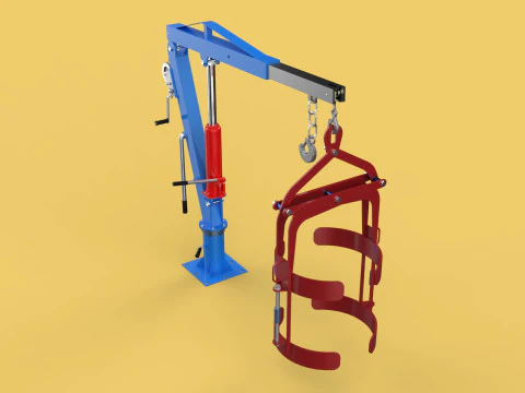 WINCH CRANE HOIST DRUM BARREL VERTICAL LIFTING CLAMP GRAB JIB 3D Model