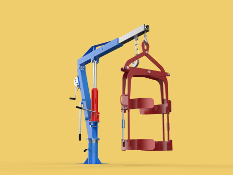 WINCH CRANE HOIST DRUM BARREL VERTICAL LIFTING CLAMP GRAB JIB Modelo 3D