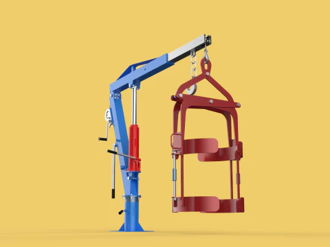 WINCH CRANE HOIST DRUM BARREL VERTICAL LIFTING CLAMP GRAB JIB 3D Model