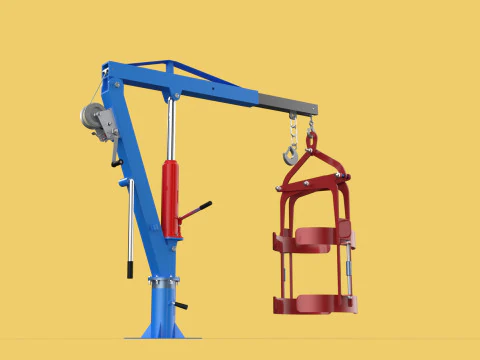 WINCH CRANE HOIST DRUM BARREL VERTICAL LIFTING CLAMP GRAB JIB 3D Model