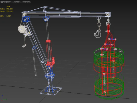 WINCH CRANE HOIST DRUM BARREL VERTICAL LIFTING CLAMP GRAB JIB 3D Model