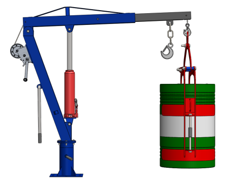 WINCH CRANE HOIST DRUM BARREL VERTICAL LIFTING CLAMP GRAB JIB Modelo 3D