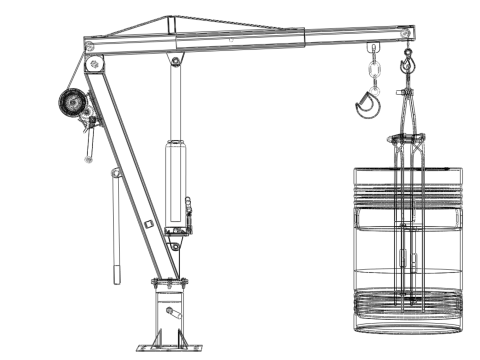 WINCH CRANE HOIST DRUM BARREL VERTICAL LIFTING CLAMP GRAB JIB Modelo 3D