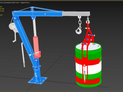 WINCH CRANE HOIST DRUM BARREL VERTICAL LIFTING CLAMP GRAB JIB Modelo 3D