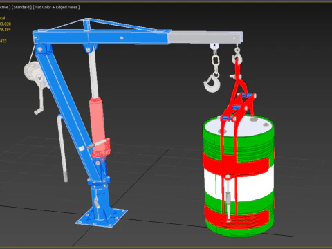 WINCH CRANE HOIST DRUM BARREL VERTICAL LIFTING CLAMP GRAB JIB 3D Model