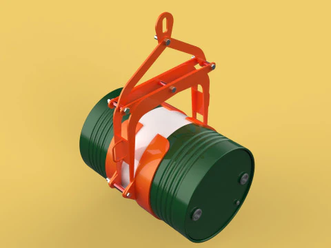 DRUM BARREL HORIZONTAL TONGS SCISSOR GRIPPER LIFTING CLAMP GRAB 3D Model