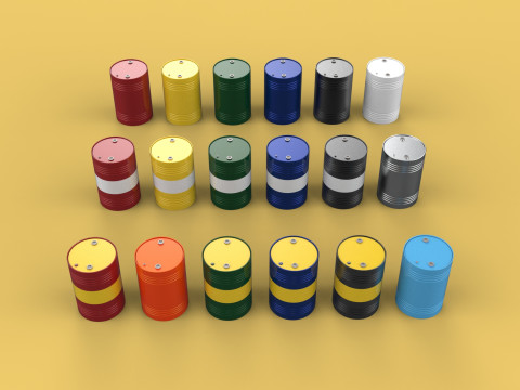 VARIOUS COLOR STACKED FUEL OIL STEEL DRUM GALLON BARREL GAS TANK 3D Модель