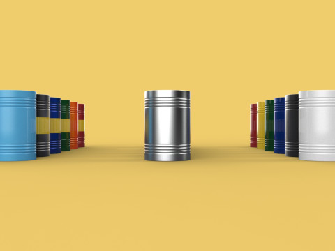 VARIOUS COLOR STACKED FUEL OIL STEEL DRUM GALLON BARREL GAS TANK 3D Model