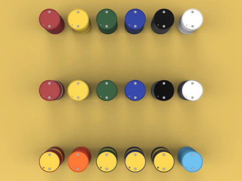 TANQUE DE G&Aacute;S DE BARRIL DE GAL&Atilde;O DE A&Ccedil;O DE &Oacute;LEO DE COMBUST&Iacute;VEL EMPILHADO DE V&Aacute;RIAS CORES Modelo 3D