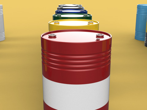 VARIOUS COLOR STACKED FUEL OIL STEEL DRUM GALLON BARREL GAS TANK 3D Model