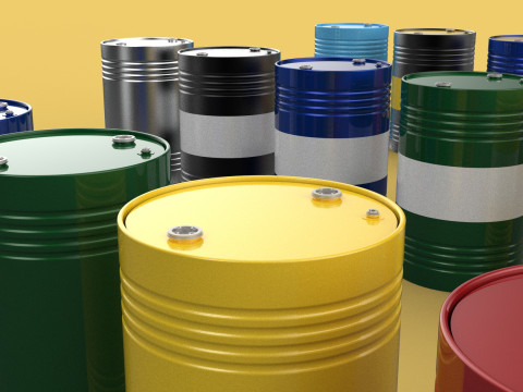 VARIOUS COLOR STACKED FUEL OIL STEEL DRUM GALLON BARREL GAS TANK 3D Model