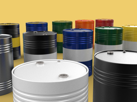 VARIOUS COLOR STACKED FUEL OIL STEEL DRUM GALLON BARREL GAS TANK 3D Model