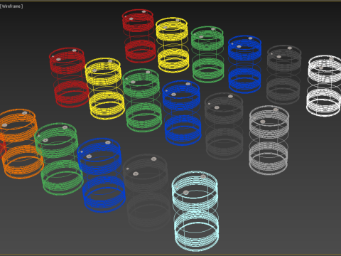 VARIOUS COLOR STACKED FUEL OIL STEEL DRUM GALLON BARREL GAS TANK 3D Model