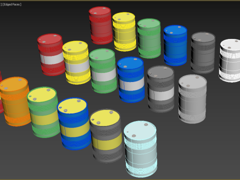 VARIOUS COLOR STACKED FUEL OIL STEEL DRUM GALLON BARREL GAS TANK 3D Model