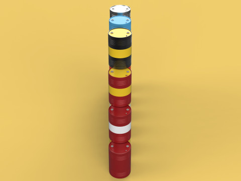 STACKED VARIOUS COLOR FUEL OIL STEEL DRUM GALLON BARREL GAS TANK Modelo 3D