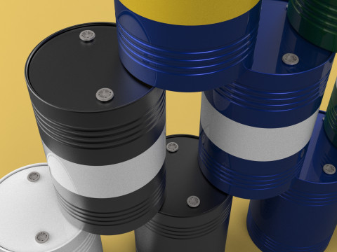 STACKED VARIOUS COLOR FUEL OIL STEEL DRUM GALLON BARREL GAS TANK Modelo 3D