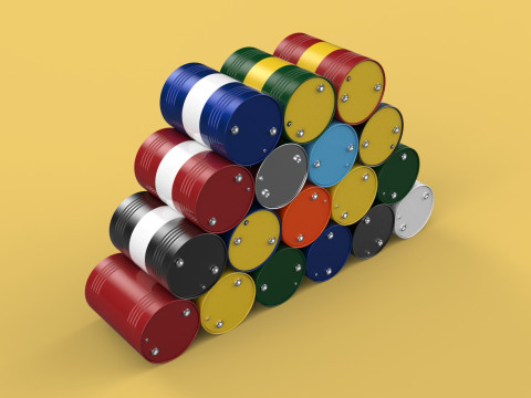 STEEL DRUM BARREL STACKED VARIOUS COLOR GALLON GAS TANK OIL FUEL 3D Модель