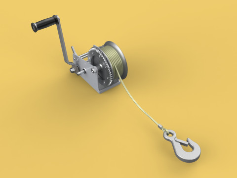 STANDARD MANUAL HAND LEVER CRANK WINCH HOIST WIRE LIFTING CRANE 3D Model