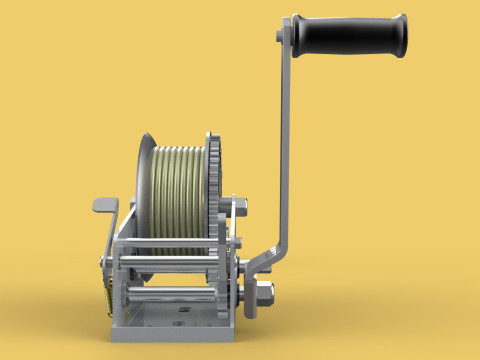 STANDARD MANUAL HAND LEVER CRANK WINCH HOIST WIRE LIFTING CRANE 3D Model