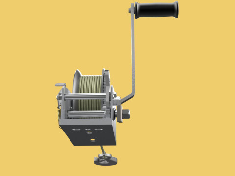 STANDARD MANUAL HAND LEVER CRANK WINCH HOIST WIRE LIFTING CRANE 3D Model